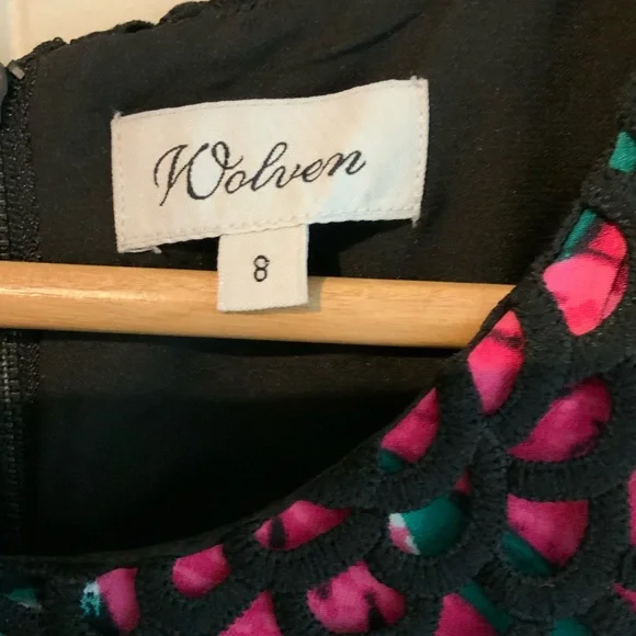 Anthropologie Wolven Black Lace Overlay Dress with Pockets Women’s Size 8 - Picture 7 of 13